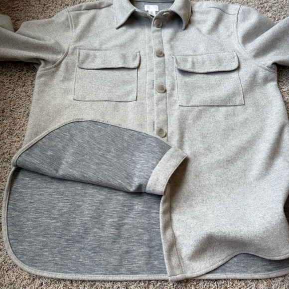 H&M Women’s Jersey Shirt Jacket Shacket in Light Beige Melange Medium - Picture 11 of 14